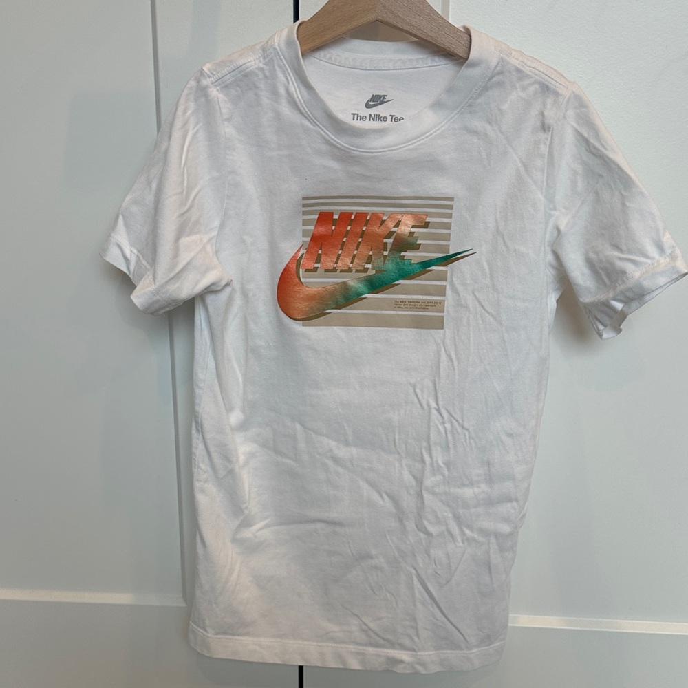Nike kids White Tee with Multicolor Logo